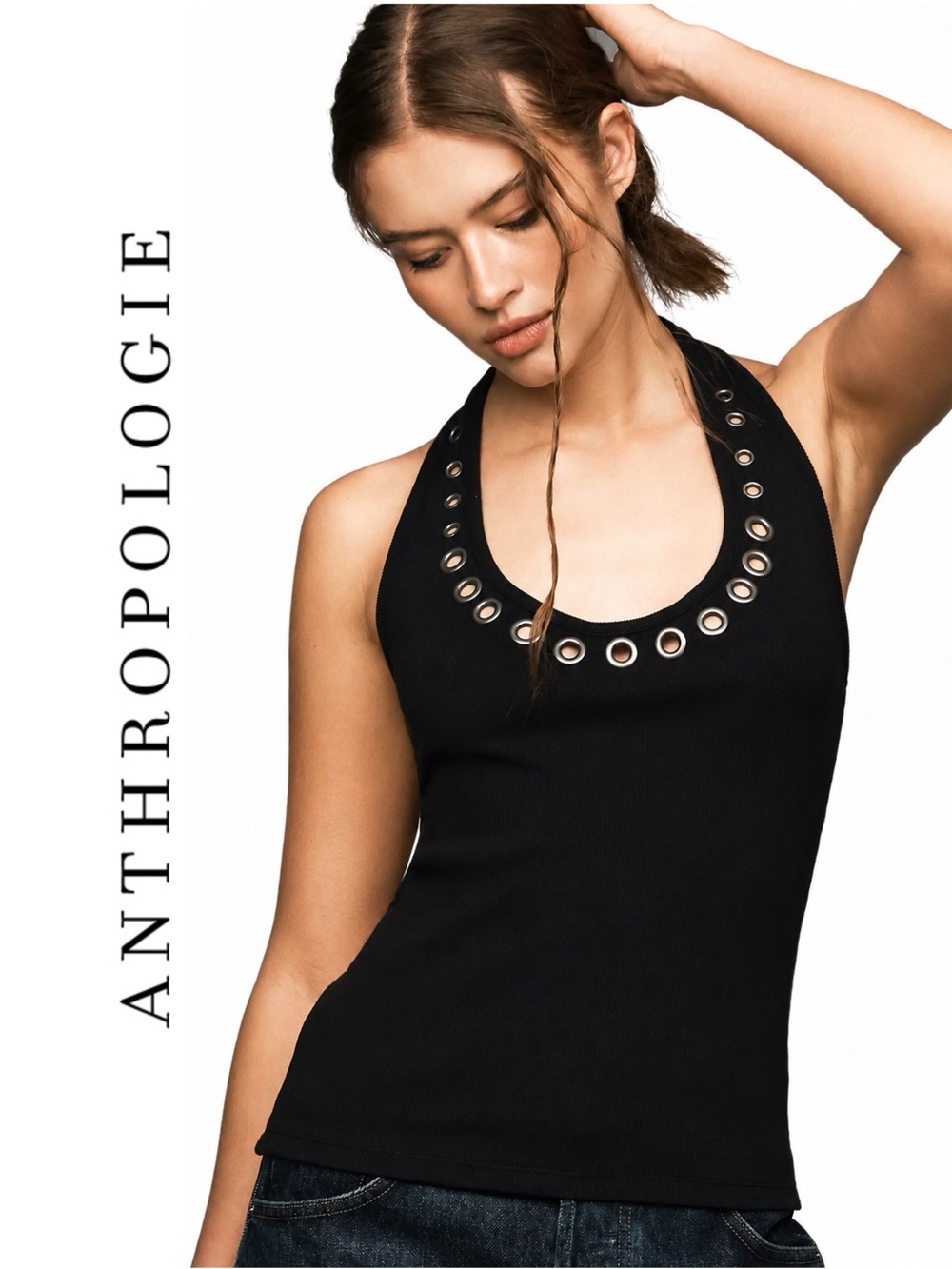 Anthropologie Pilcro Scoop-Neck Grommet Halter Top